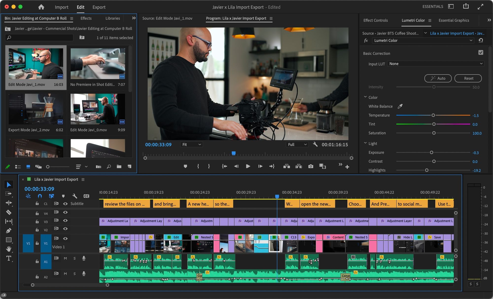 Adobe Premiere Pro schermata lavoro