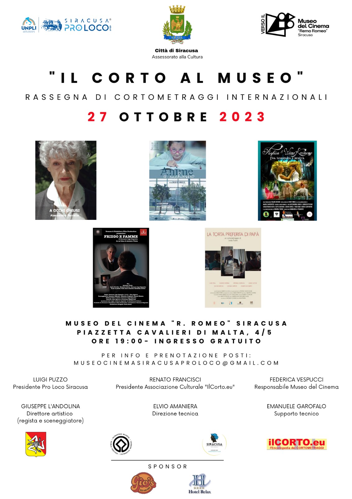 Il Corto al Museo 27 ottobre 2023