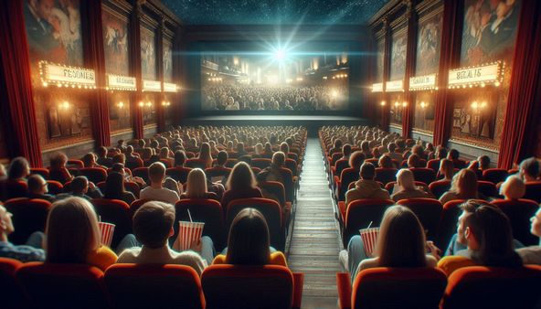 Una sala cinema con film che stupisce lo spettatore 590