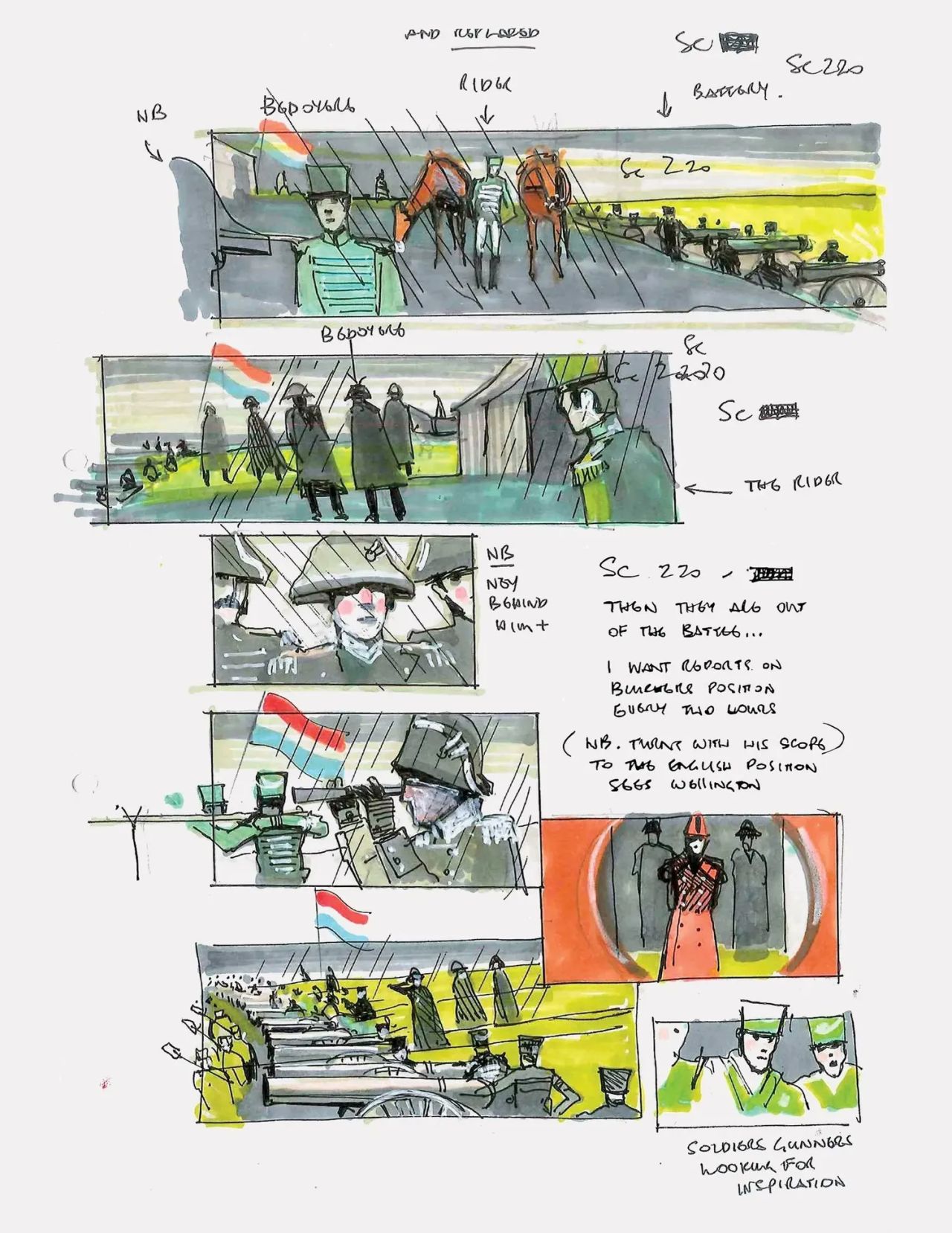 storyboard di Napoleone disegnati a mano da Ridley Scott 1